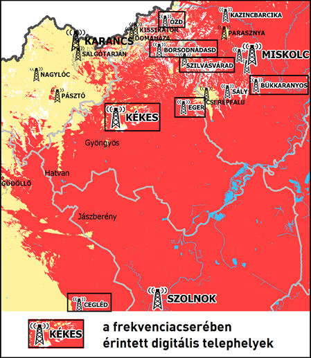 Frekvenciacsere Észak-Magyarországon - érintett adók